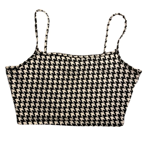 Women’s Thin Strap Bralette Crop Top-Houndstooth-LARGE - Picture 1 of 6